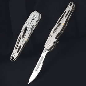 11 Series Titanium Handled Scalpel  No. 24 Blade with 10pcs Removable Blades UD408858